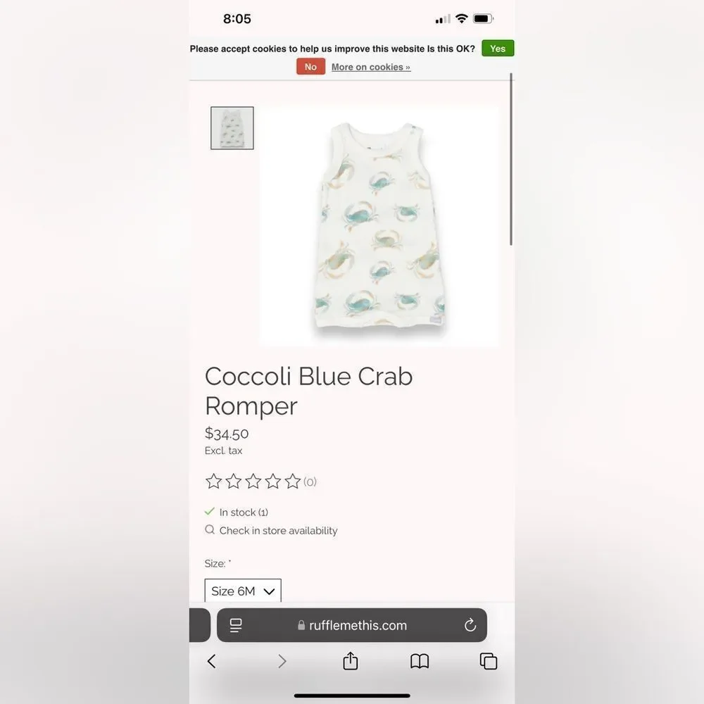 Coccoli Girls White Tank Nightgowns with Teal & Peach Crab Print (Pair)